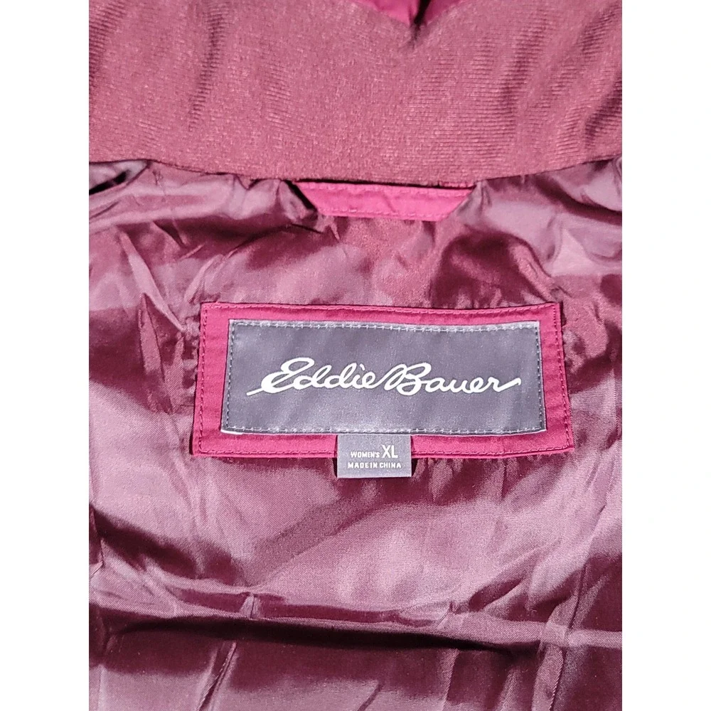 Eddie Bauer EB 650 Vest Womens XL Burgundy Down Filled Puffer Full Zip Pockets